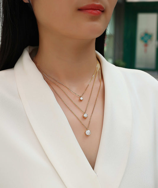 2-carat Luxury Fashion Minimalist Trend Jewelry Silver Pendant Necklace With Top-quality Moissanite, S925 Silver Electroplated With Gold