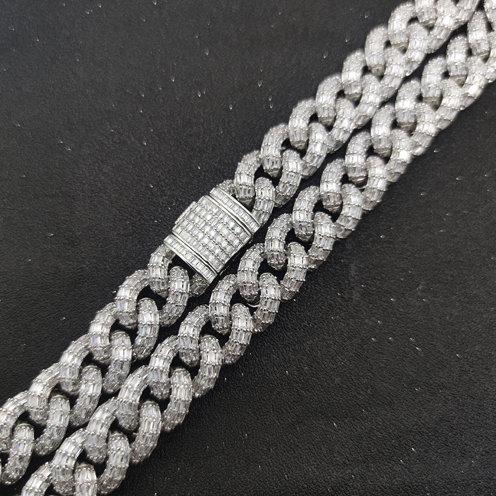 Hip Hop 15mm Three Row T Square Cuban Chain Real Gold Plating