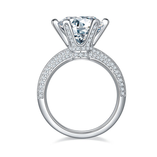 A 5-carat Luxury And Fashionable Light Luxury Jewelry Silver Ring Set With Top-quality Moissanite, S925 Silver Plated With Platinum