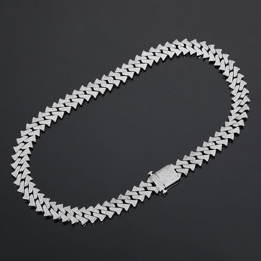 14mm Men's Hip Hop Zircon Thorns Cuban Link Chain