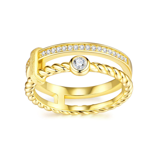 Engraved With Top-quality Moissanite, This Luxurious And Fashionable Minimalist Jewelry Set Features Silver Pieces Electroplated With Gold.