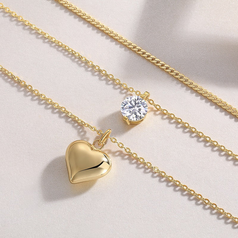2-carat Luxury Fashion Minimalist Trend Jewelry Silver Pendant Necklace With Top-quality Moissanite, S925 Silver Electroplated With Gold