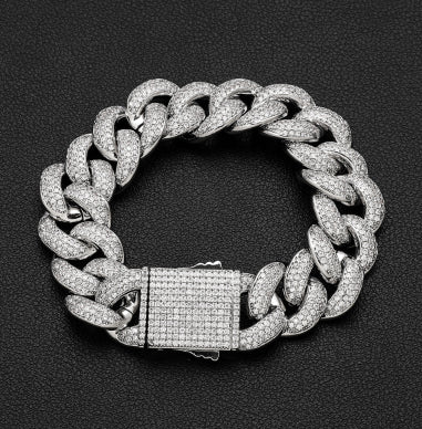 Gold Plated Brass And Zirconia Full Set Cuban Chain