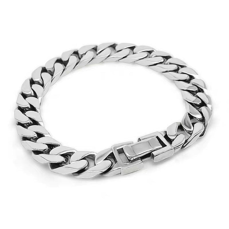 Men's And Women's Fashionable All-match Sterling Silver Cuban Link Chain Bracelet