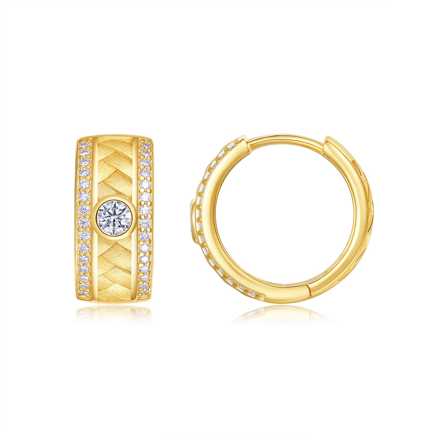 A Luxurious And Fashionable Minimalist Jewelry Earring Set Featuring Top-quality Moissanite Stones, Made Of S925 Silver Electroplated With Gold.