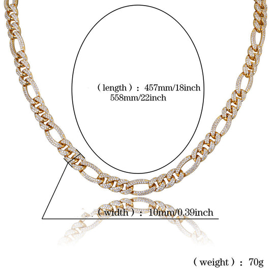 Hip Hop Chain Cuban Micro Inlaid Zircon Men's Necklace