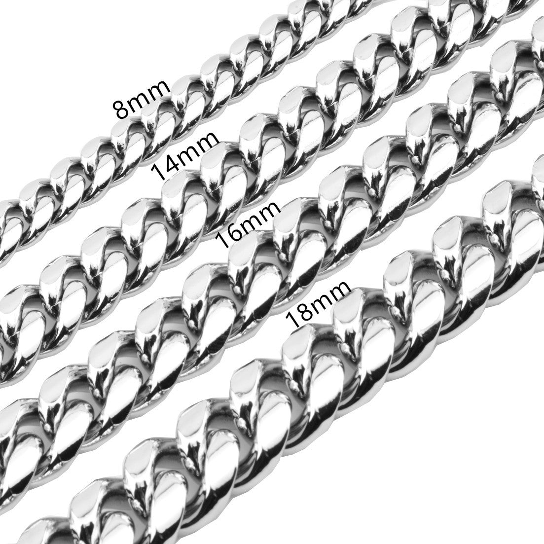 New men's hot Cuban chain faucet buckle silver necklace stainless steel titanium steel encryption plating white steel