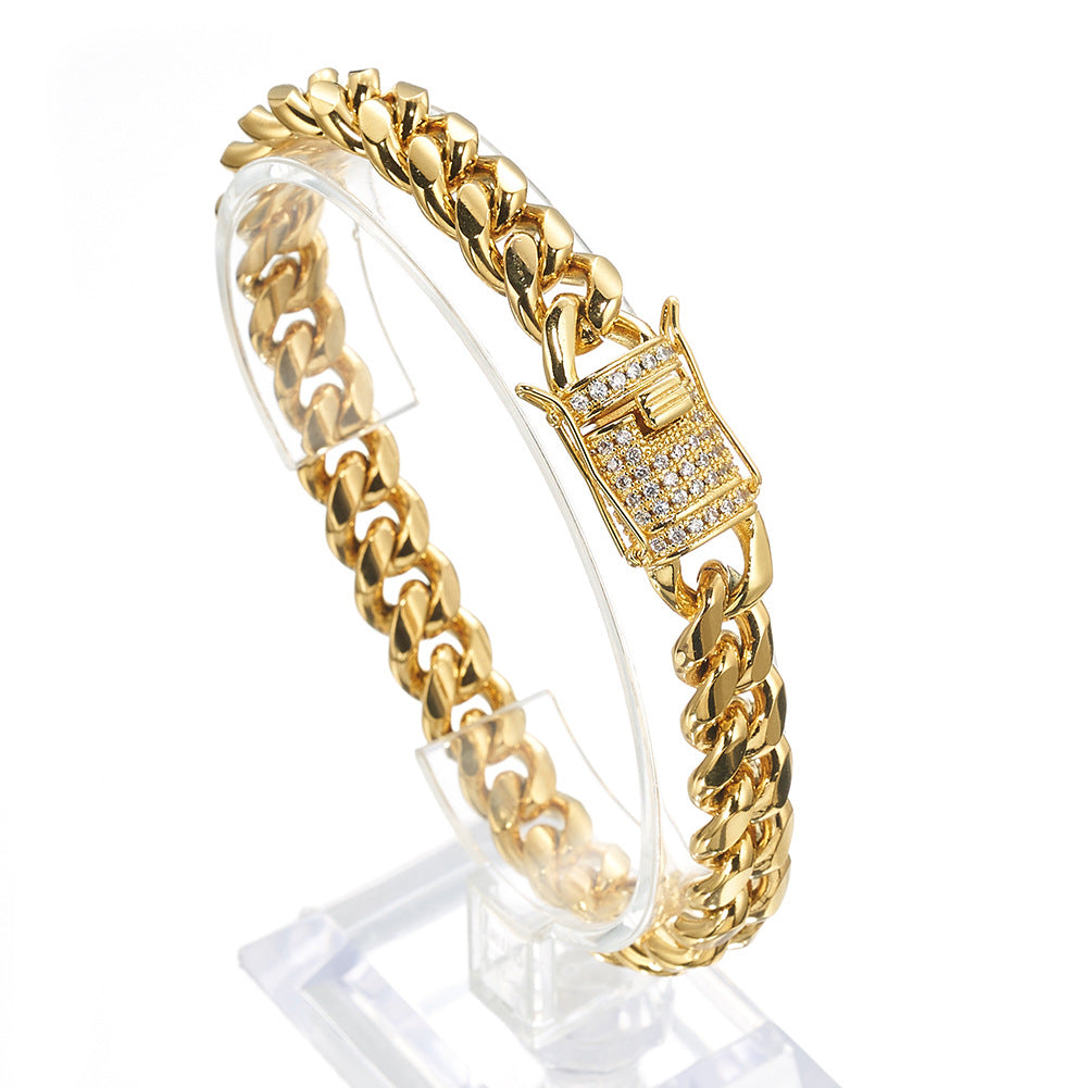 Hot Selling Stainless Steel Cuban Chain Encrypted Titanium Steel Bracelet