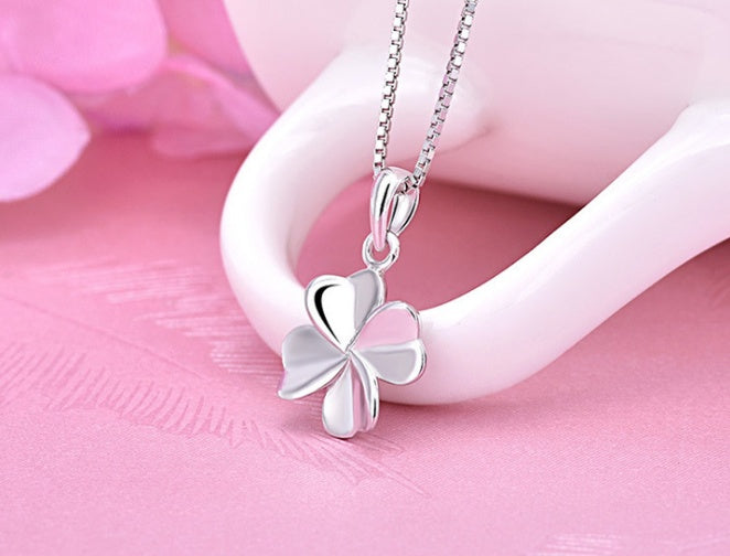 Up to 925 Sterling Silver Silver Bollywood exquisite Korean clover Pendant Necklace Jewelry Taobao selling female