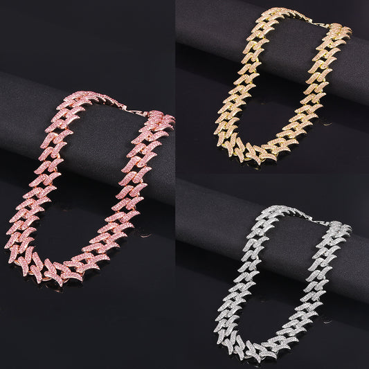 Men's Full Diamond Flame Thorn Cuban Chain