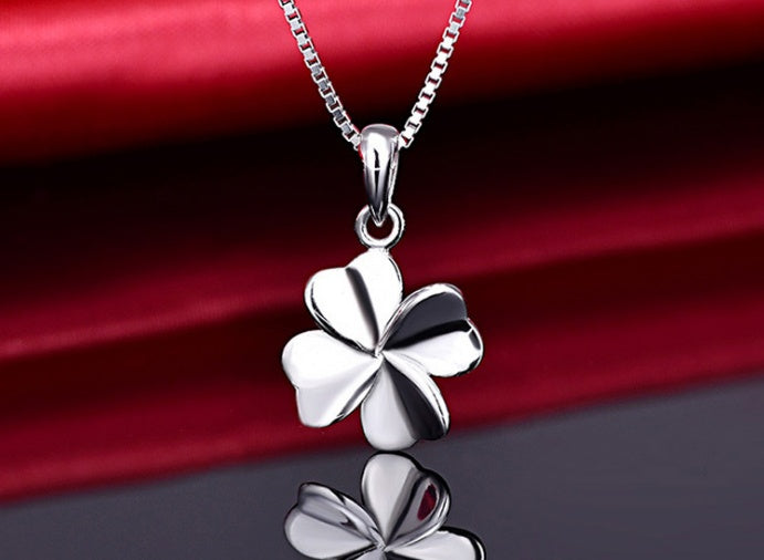 Up to 925 Sterling Silver Silver Bollywood exquisite Korean clover Pendant Necklace Jewelry Taobao selling female