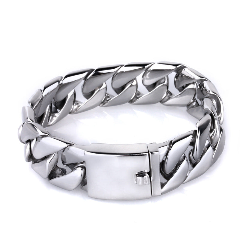 Fashion Titanium Steel Thin Cuban Link Chain Bracelet Stainless Steel Ornament