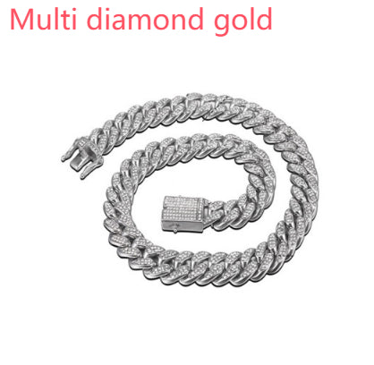 Euro-American Hip-Hop Diamond-Encrusted Cuban Chain Titanium Steel Necklace