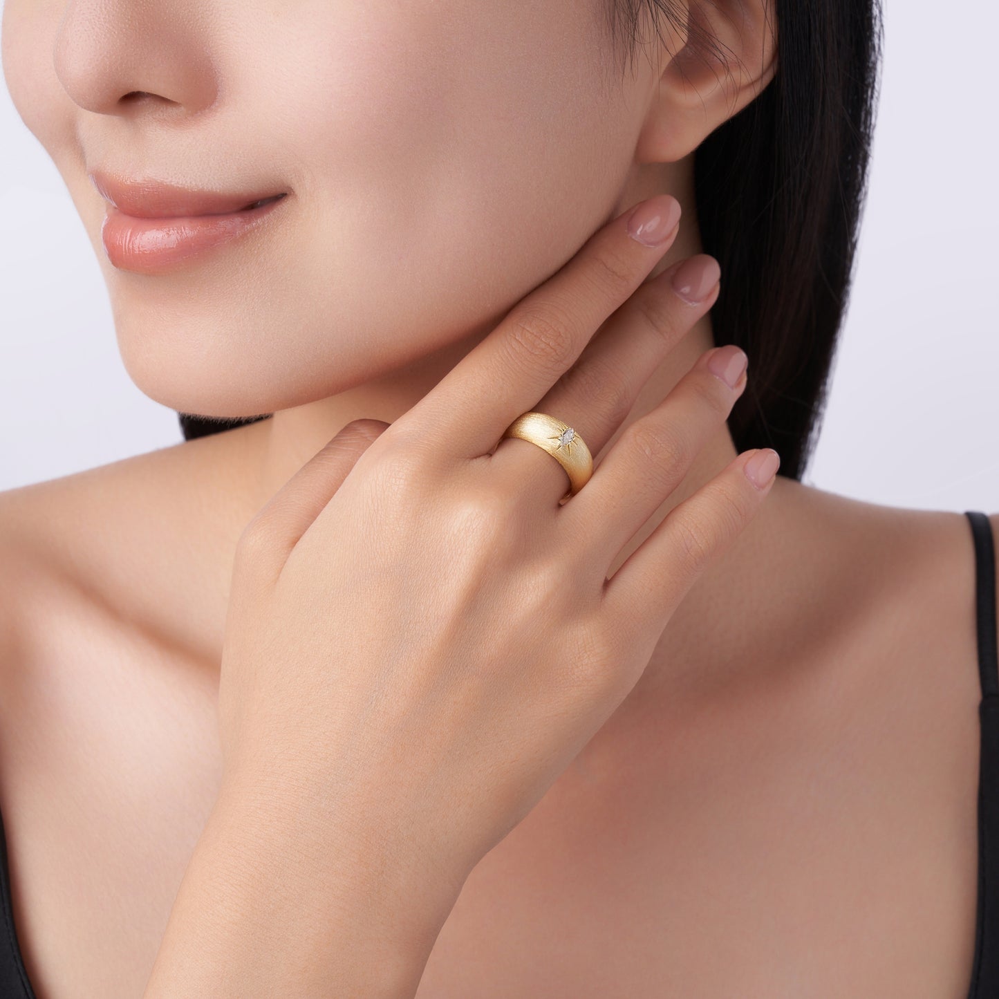 Eight-Finger Radiance - Engraved With Top Quality Morganite Luxury Fashion Minimalist Trendy Jewelry Silver Ring S925 Silver Electroplated With Gold