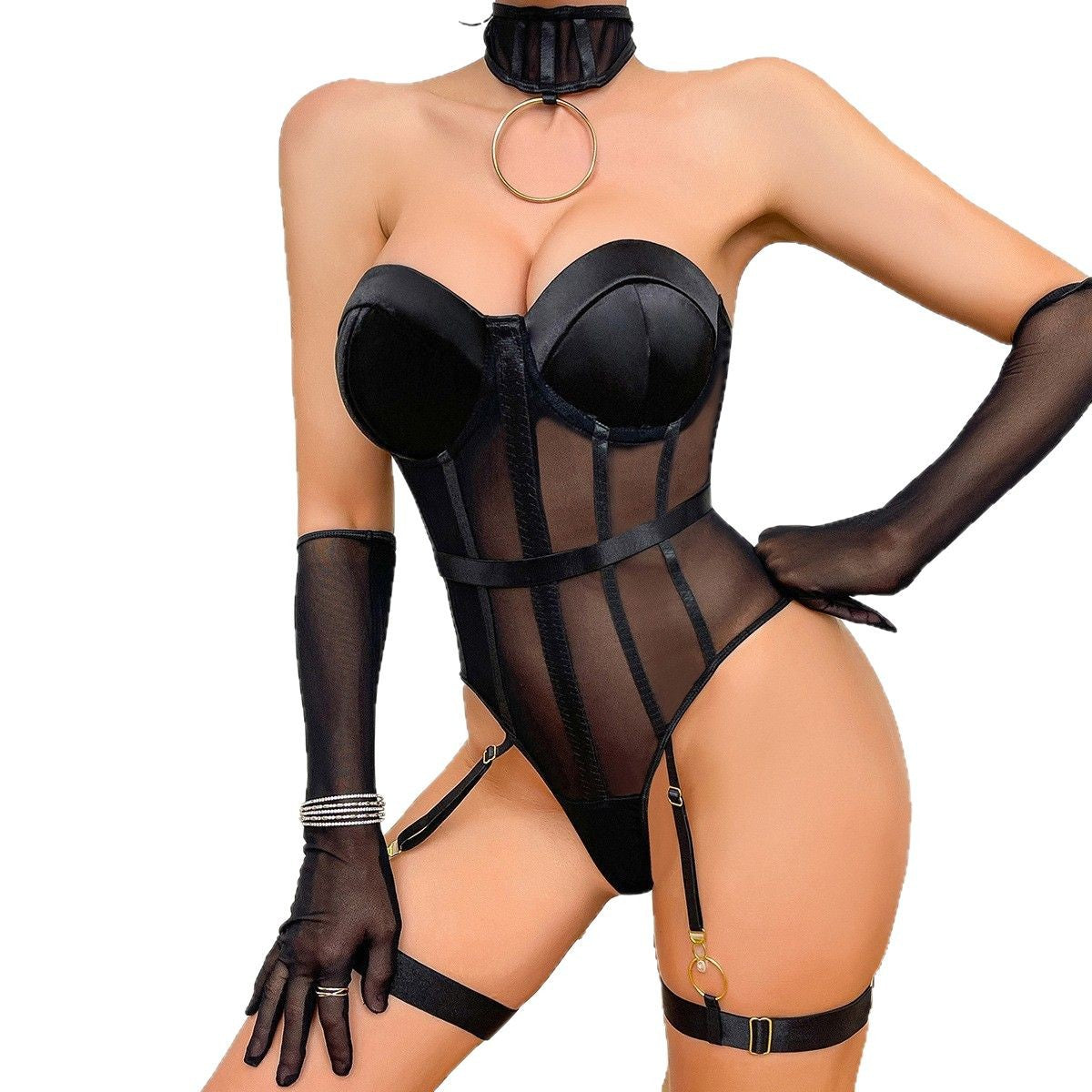 Womens Collar-style Shapewear Bodysuit Set