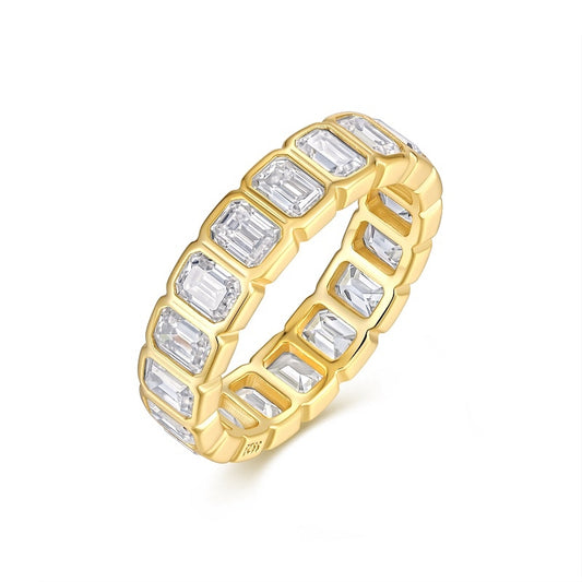 A Luxurious And Fashionable Light Luxury Jewelry Silver Ring Set With Top-quality Moissanite, S925 Silver Electroplated With Gold