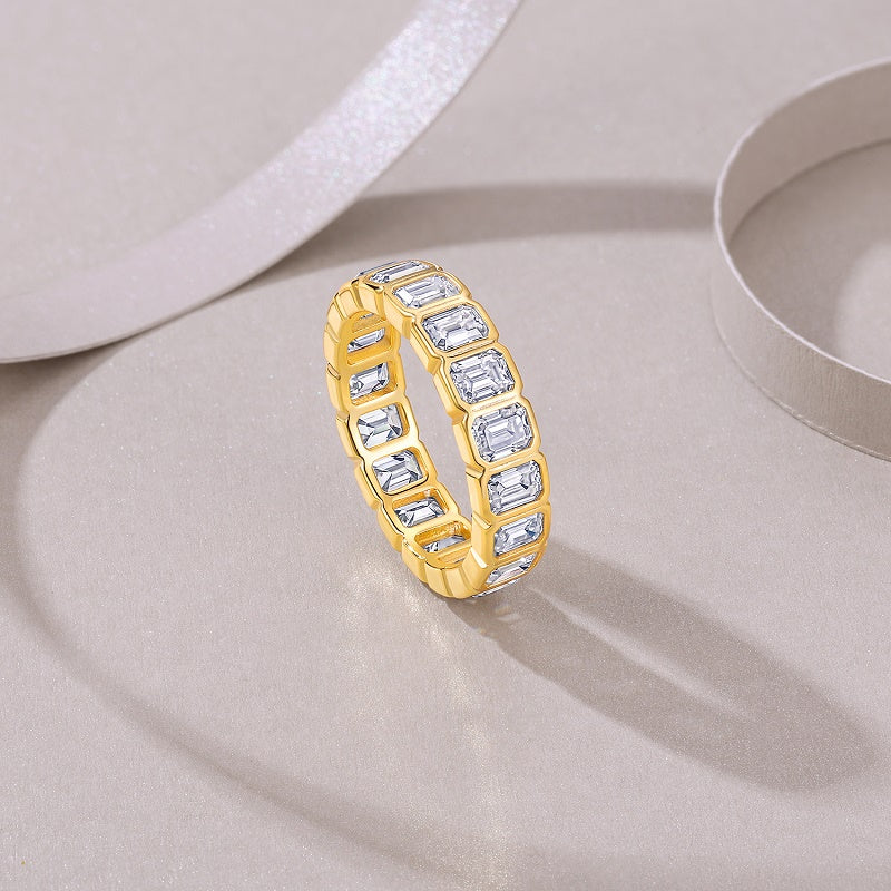 A Luxurious And Fashionable Light Luxury Jewelry Silver Ring Set With Top-quality Moissanite, S925 Silver Electroplated With Gold