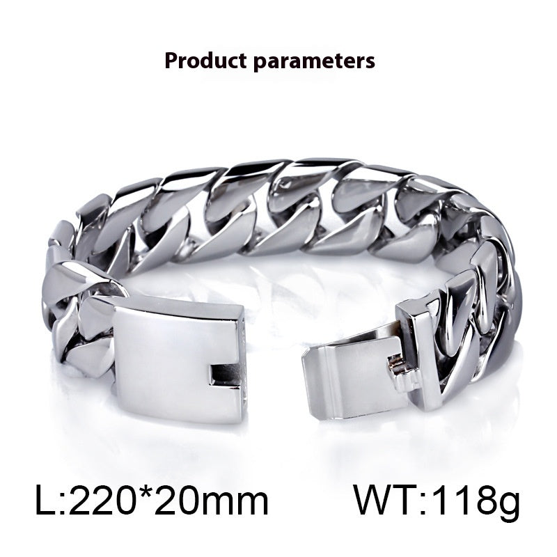 Fashion Titanium Steel Thin Cuban Link Chain Bracelet Stainless Steel Ornament