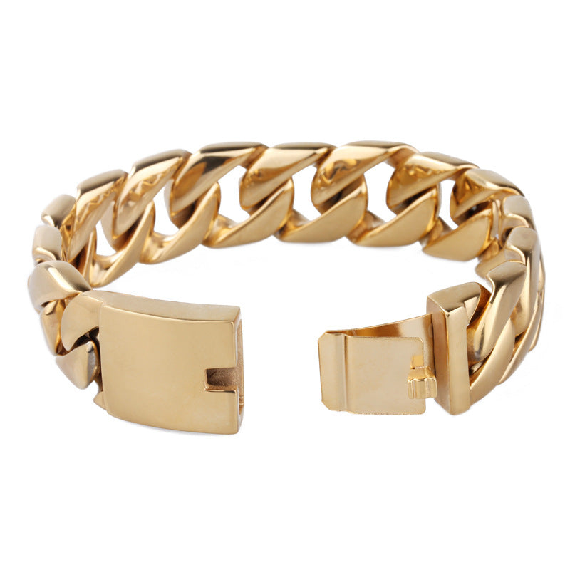 Fashion Titanium Steel Thin Cuban Link Chain Bracelet Stainless Steel Ornament