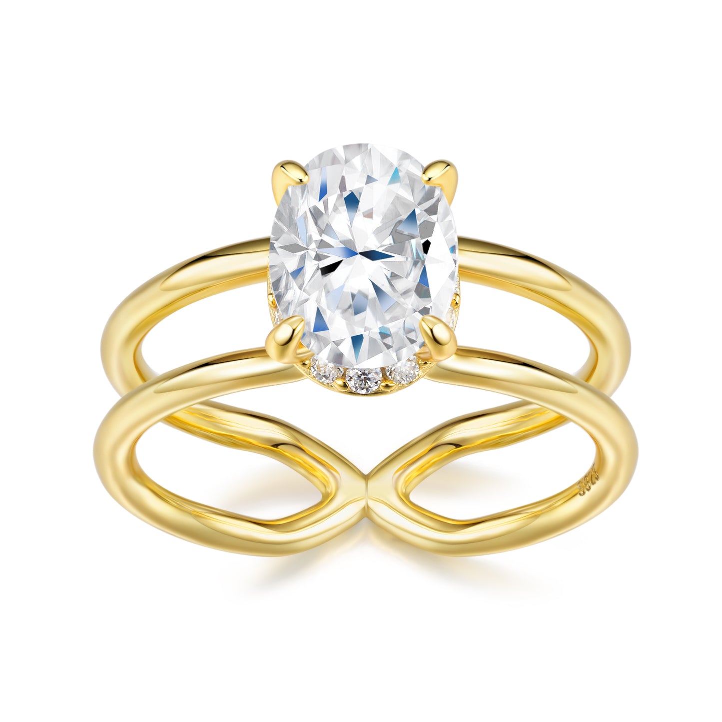 Engraved With Top-quality Moissanite, This Luxurious And Fashionable Minimalist Jewelry Set Features Silver Pieces Electroplated With Gold.