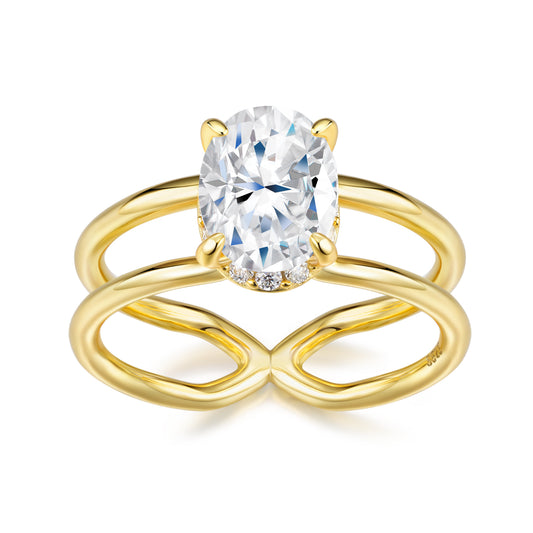 Engraved With Top-quality Moissanite, This Luxurious And Fashionable Minimalist Jewelry Set Features Silver Pieces Electroplated With Gold.
