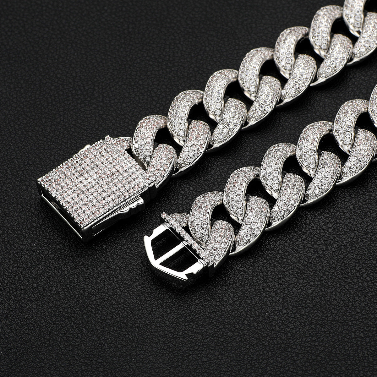 Gold Plated Brass And Zirconia Full Set Cuban Chain