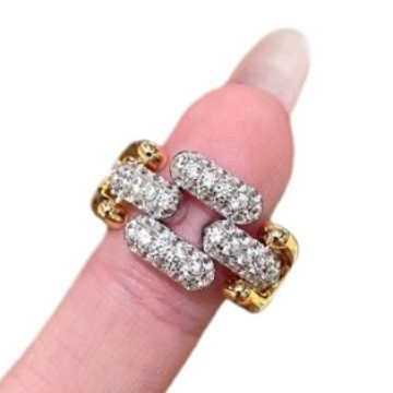 Light Luxury High-grade Close-inlaid Cuban Chain Row Diamond Ring