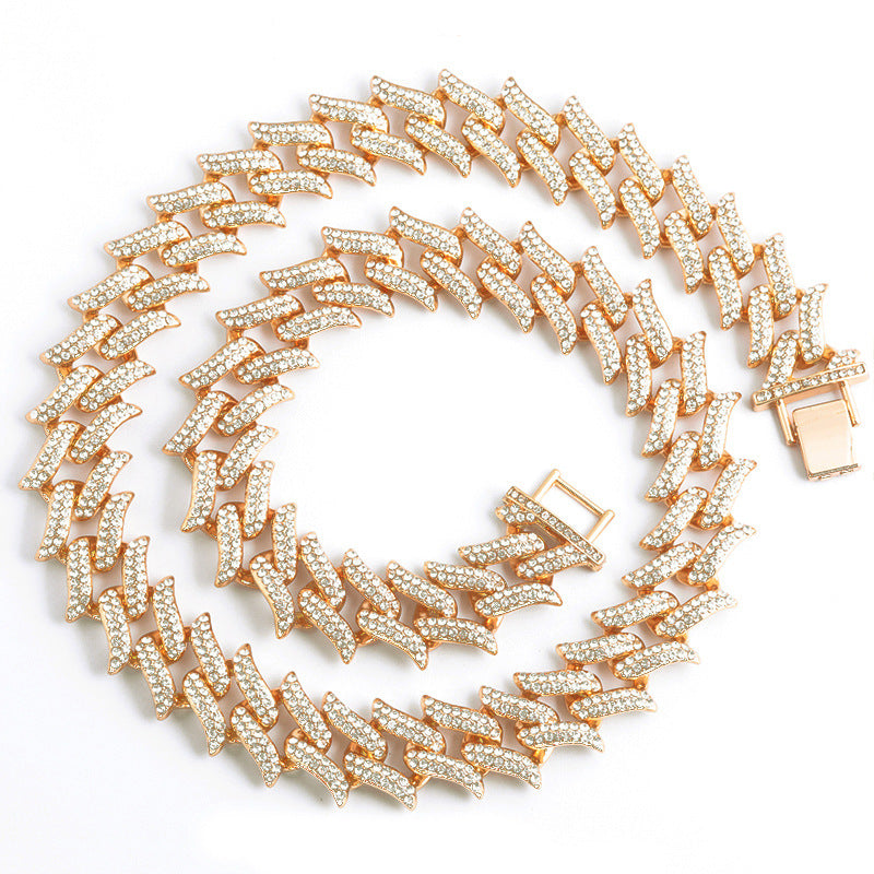 Men's Full Diamond Flame Thorn Cuban Chain
