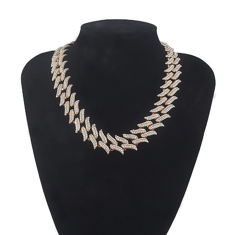 Men's Full Diamond Flame Thorn Cuban Chain