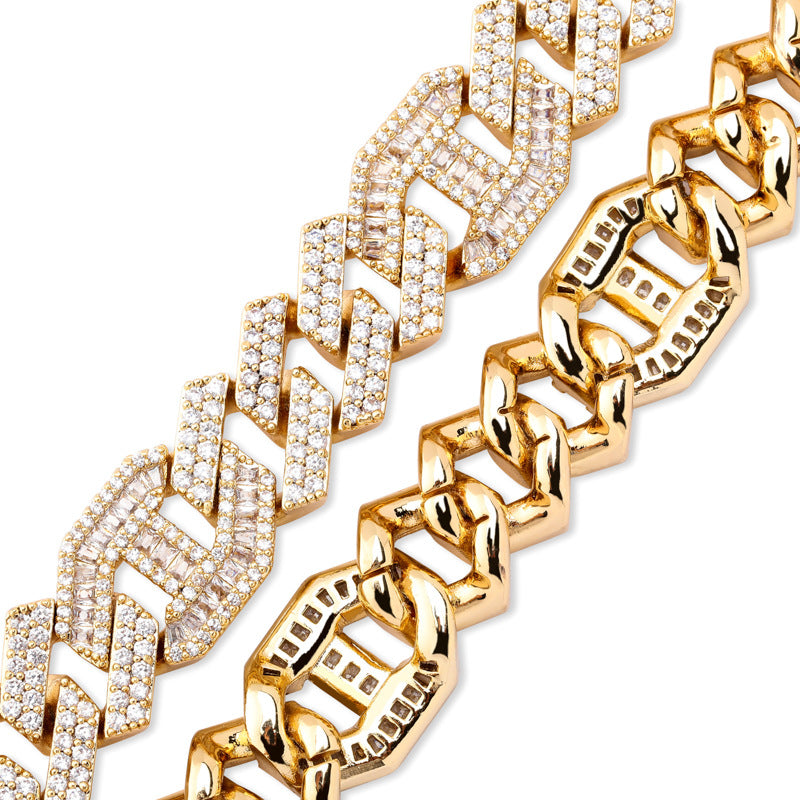 Full zircon hip hop Cuban chain