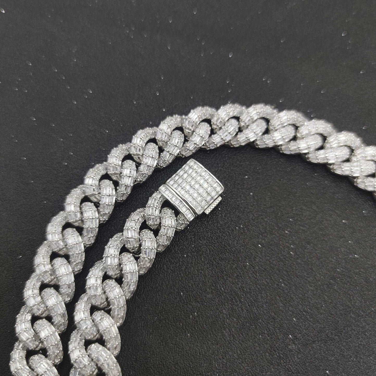 Hip Hop 15mm Three Row T Square Cuban Chain Real Gold Plating