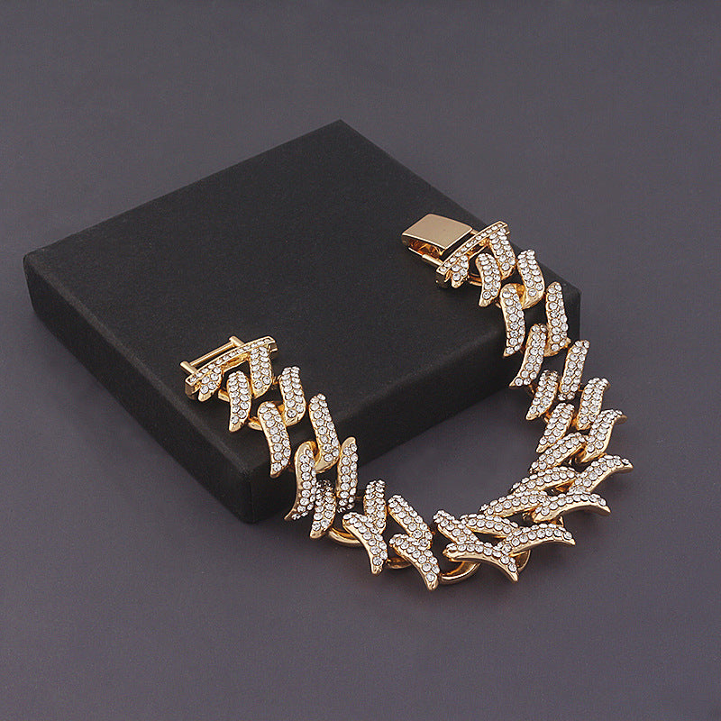 Men's Full Diamond Flame Thorn Cuban Chain