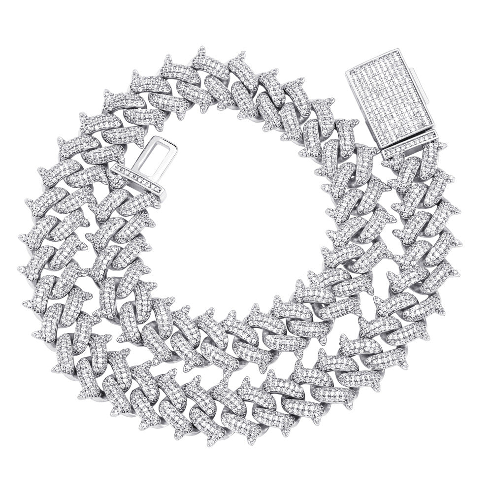 Men's Hip Hop Thorn Copper Full Diamond Cuban Link Chain