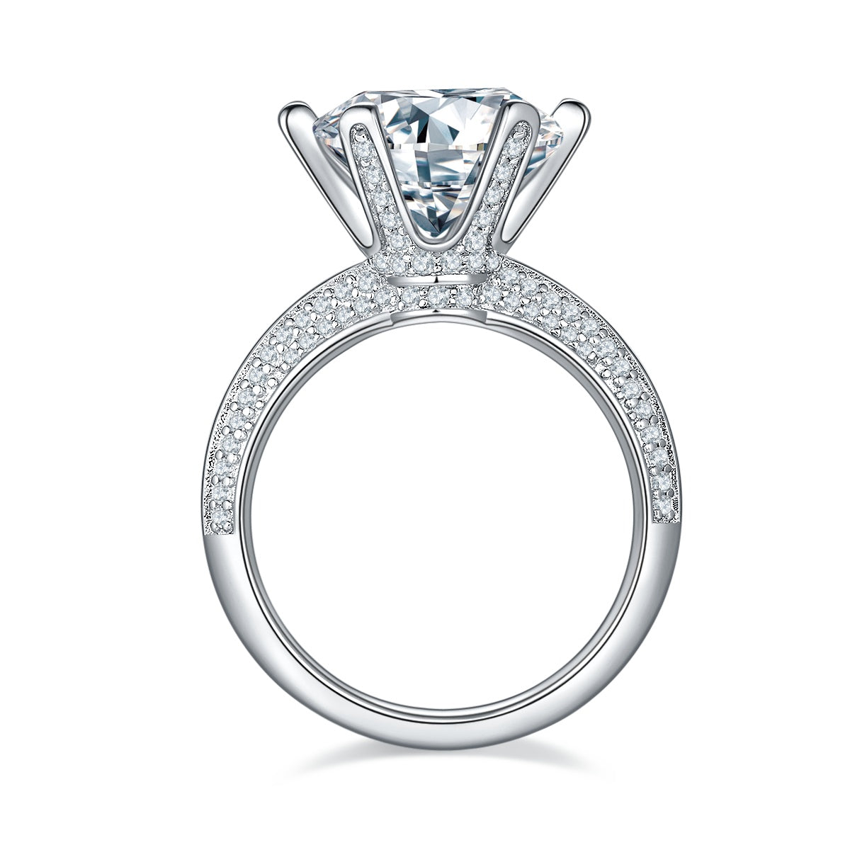 A 5-carat Luxury And Fashionable Light Luxury Jewelry Silver Ring Set With Top-quality Moissanite, S925 Silver Plated With Platinum