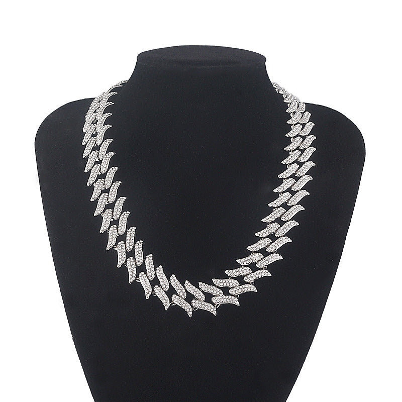 Men's Full Diamond Flame Thorn Cuban Chain