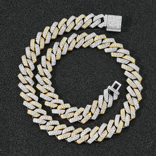 European And American 14mm Strip Dense Cuban Chain Micro-inlaid Zircon