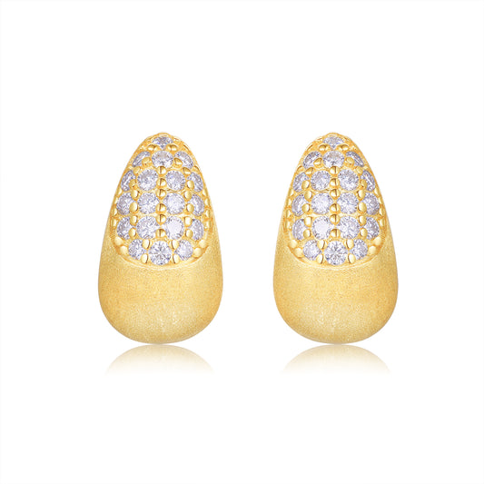 A Luxurious And Fashionable Minimalist Jewelry Earring Set Featuring Top-quality Moissanite Stones, Made Of S925 Silver Electroplated With Gold.