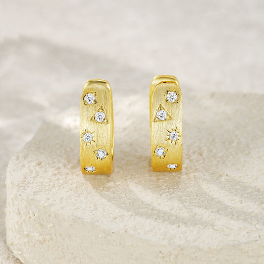 Star Track - Premium Moissanite Luxury Fashion Light Luxury Jewelry Silver Stud Earrings S925 Silver Electroplated Gold