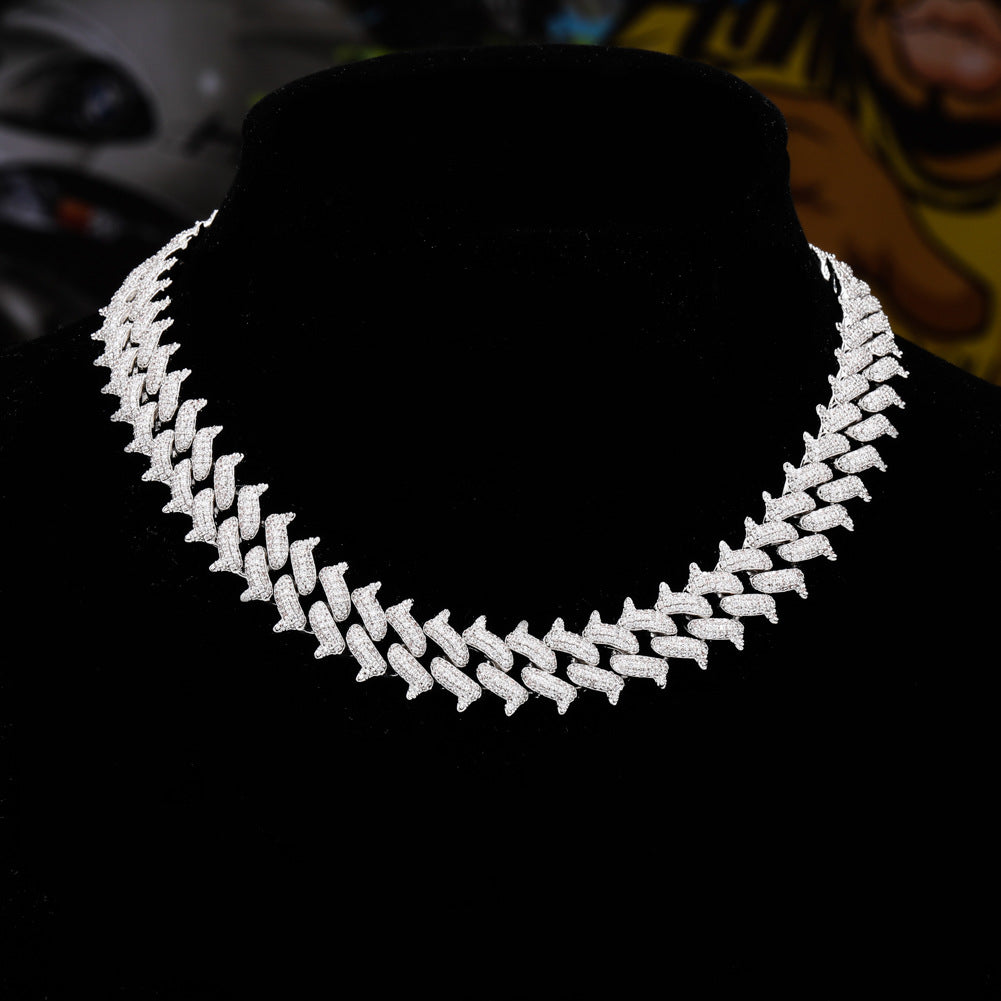 Men's Hip Hop Thorn Copper Full Diamond Cuban Link Chain
