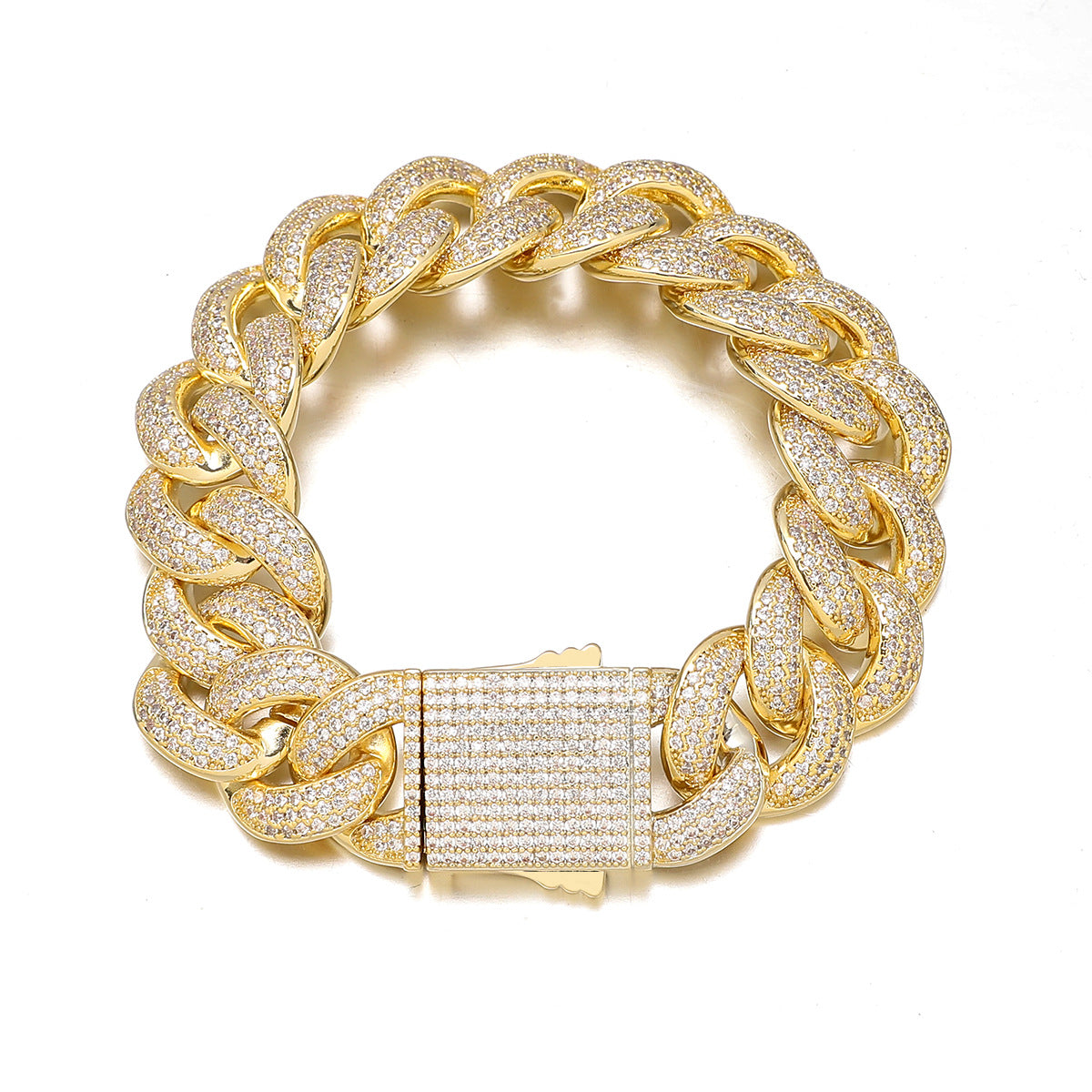 Gold Plated Brass And Zirconia Full Set Cuban Chain