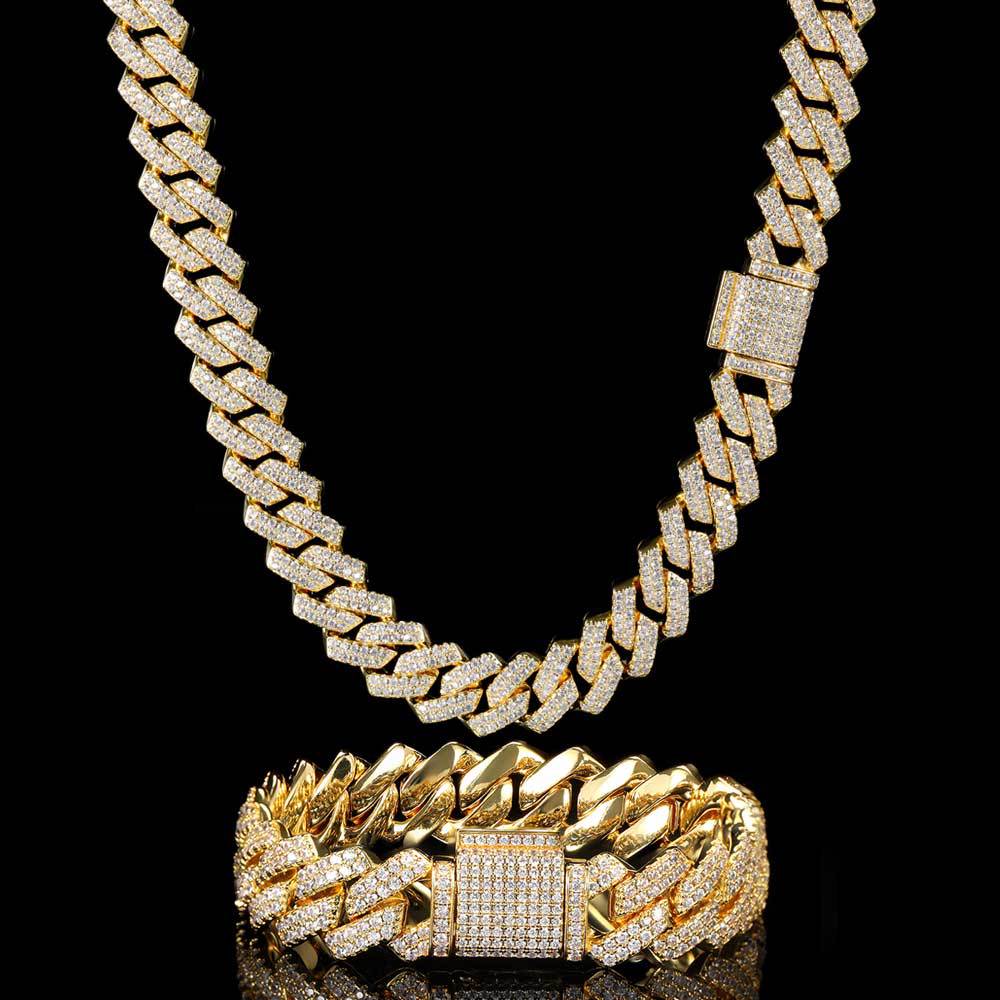 Cuban Chain Micro Set Zircon Bar Full Diamonds Men's Bracelet