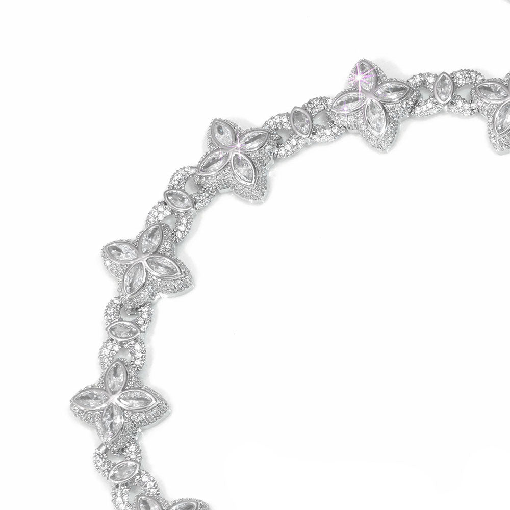 Hip Hop Eyes Four-Leaf Clover Cuban Chain Men's Bracelet