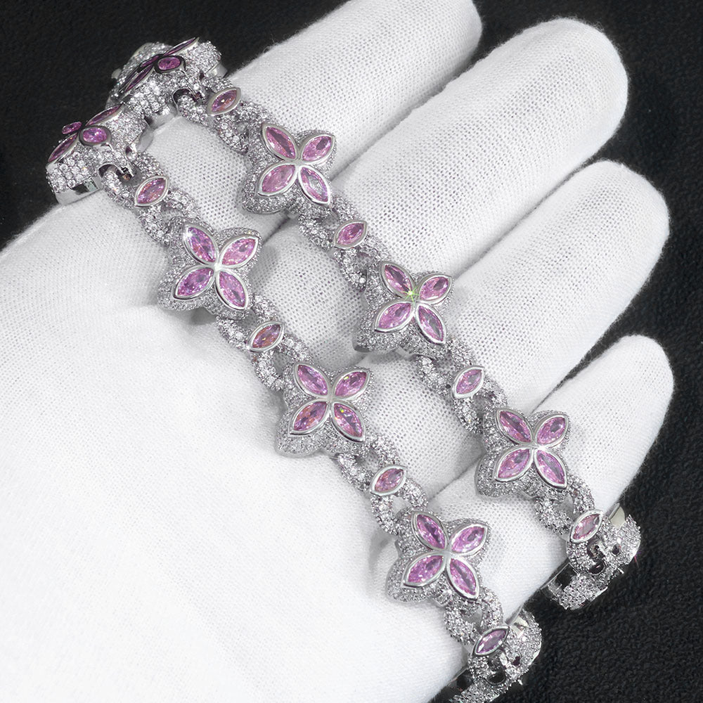 Hip Hop Eyes Four-Leaf Clover Cuban Chain Men's Bracelet