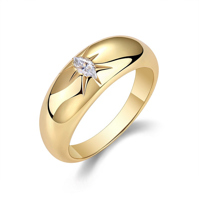 Eight-Finger Radiance - Engraved With Top Quality Morganite Luxury Fashion Minimalist Trendy Jewelry Silver Ring S925 Silver Electroplated With Gold