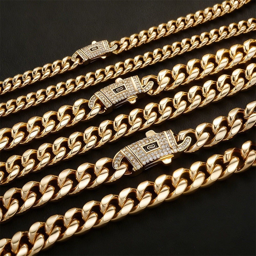 Stainless Steel Cuban Chain, Titanium Steel, Unisex, Six-sided Polished Hip-hop Style