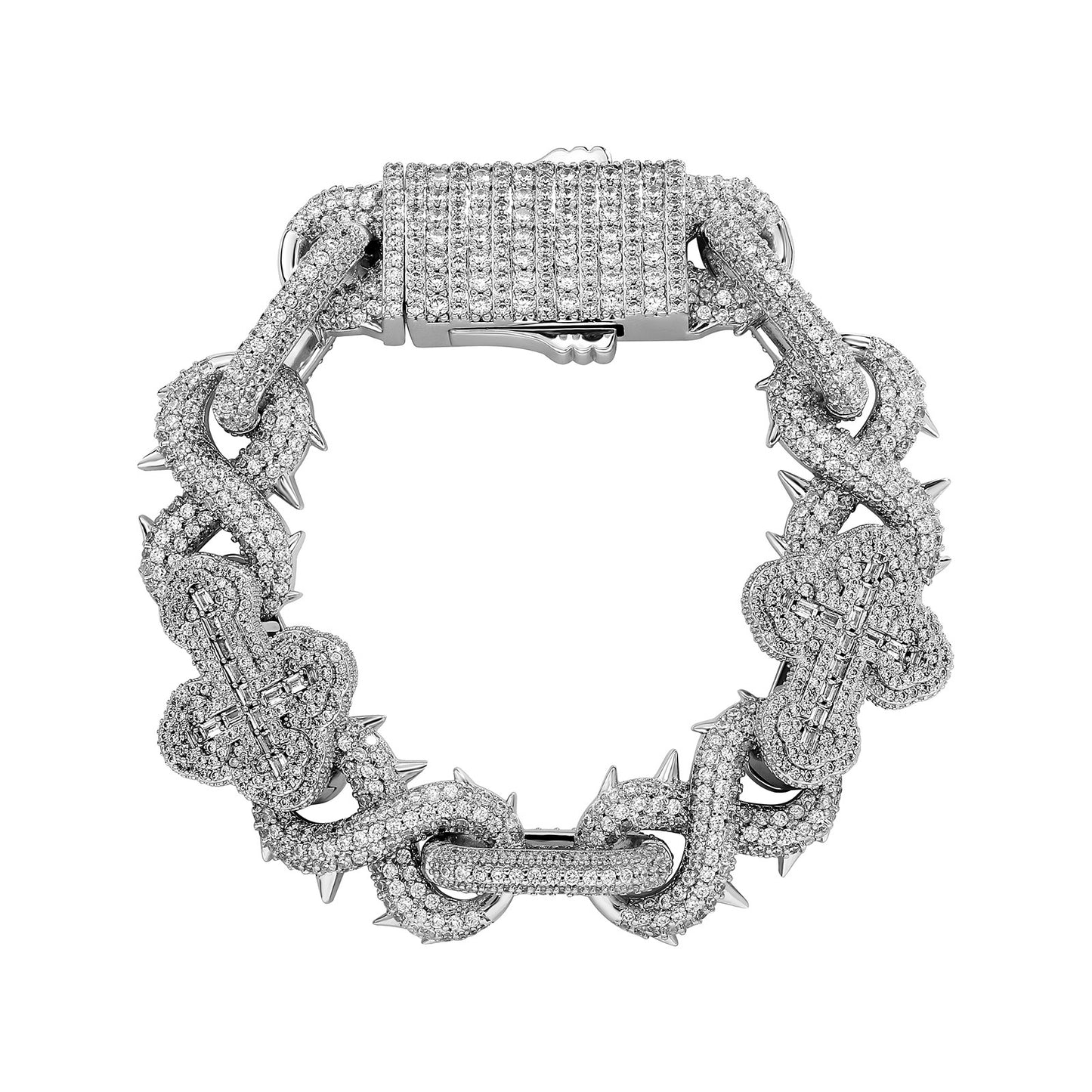 European Hip Hop 8 Words Thorns Cuban Link Chain Full Diamond