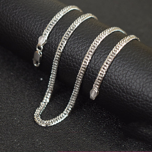 Hip Hop Cuban Chain Men's Domineering Korean Style Silver Necklace