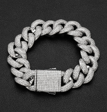 Gold Plated Brass And Zirconia Full Set Cuban Chain