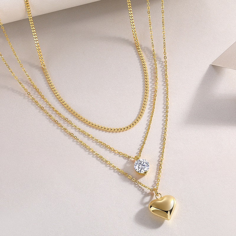 2-carat Luxury Fashion Minimalist Trend Jewelry Silver Pendant Necklace With Top-quality Moissanite, S925 Silver Electroplated With Gold