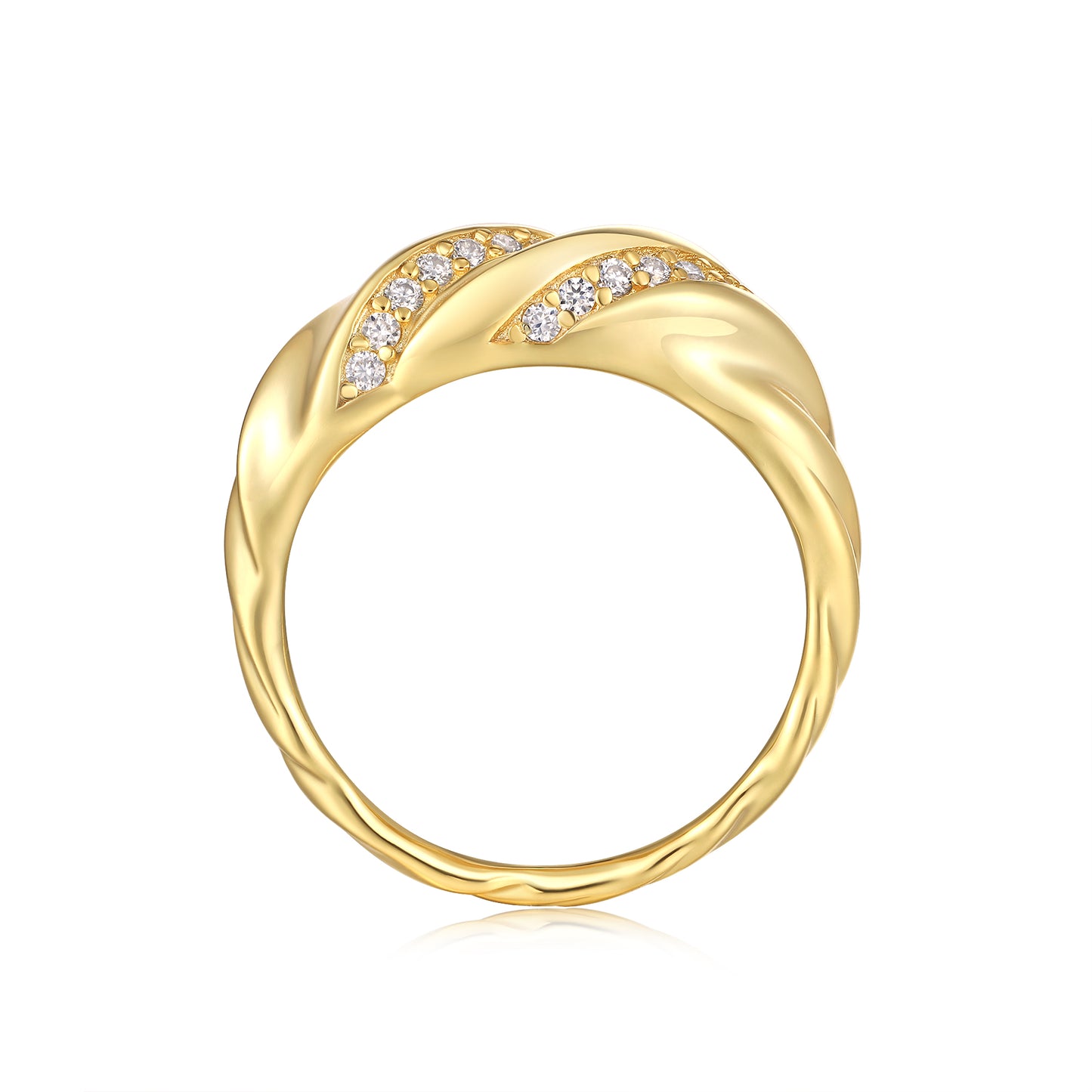 A Luxurious And Fashionable Light Luxury Jewelry Silver Ring Set With Top-quality Moissanite, S925 Silver Electroplated With Gold